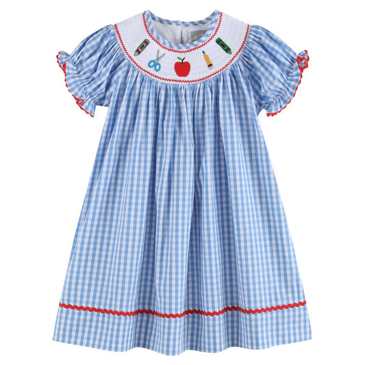 School Supply Smocked Bishop Dress