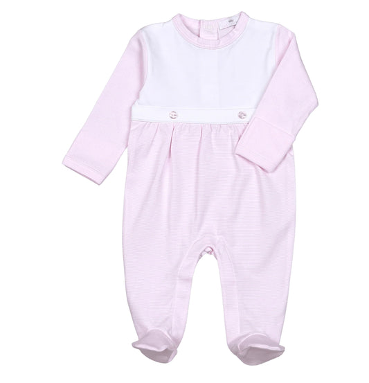 Pink Stripes Pima Bib Footie