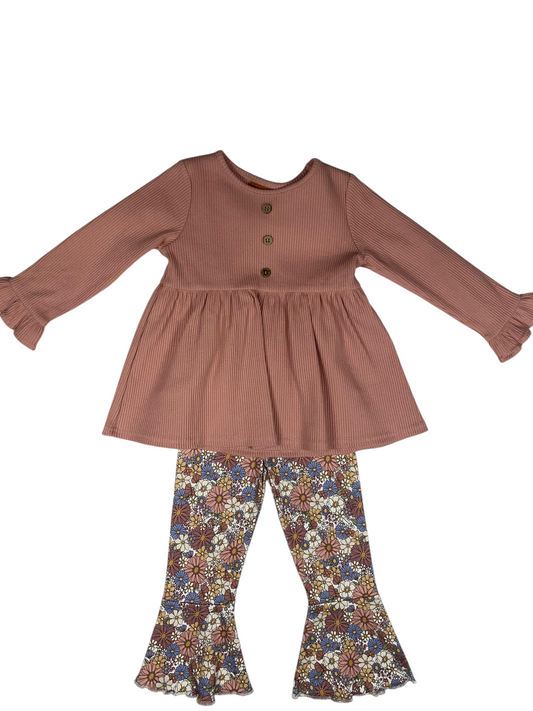 Rose Floral Bell Bottom Set
