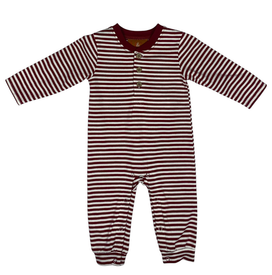 Easton Romper-Maroon Stripe