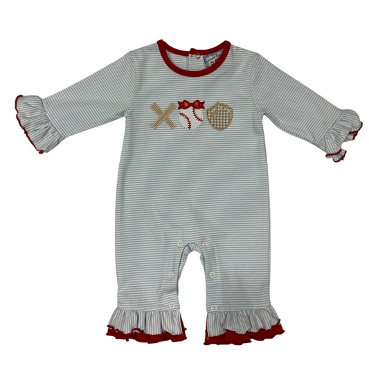 Baseball Appliqué Romper-Girls