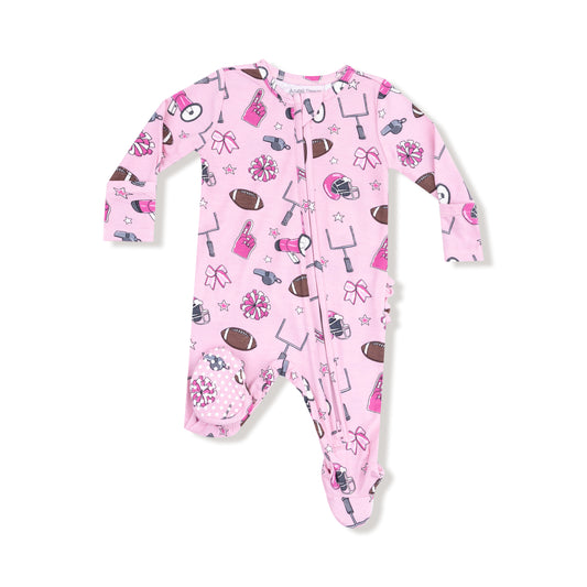 Game Day Ruffle Footie-Pink