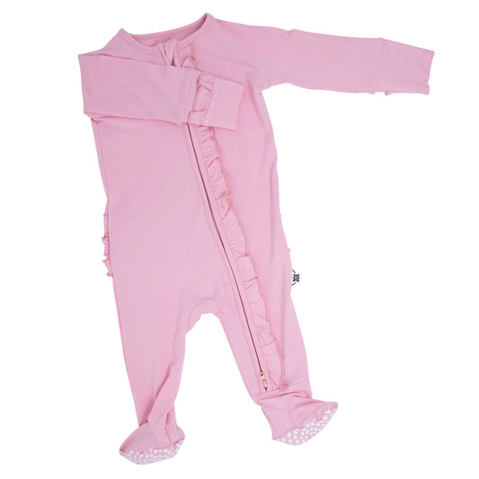 Candy Pink Ruffle Footie