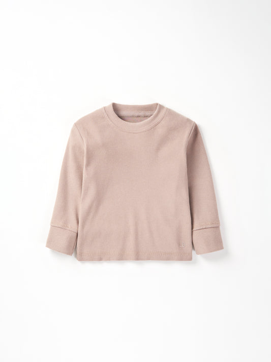 LS Ribbed Tee-Mushroom
