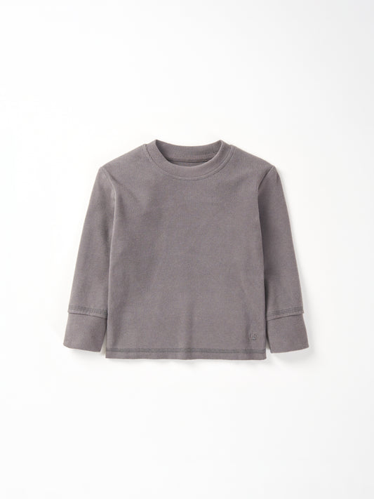 LS Ribbed Tee-Graphite