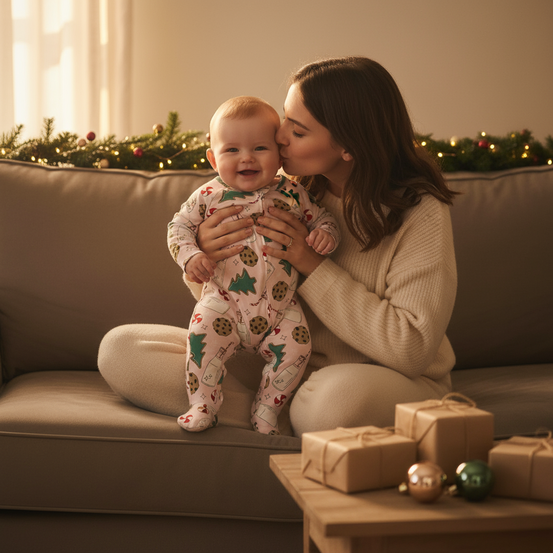 Santa’s Cookies Footie-Pink