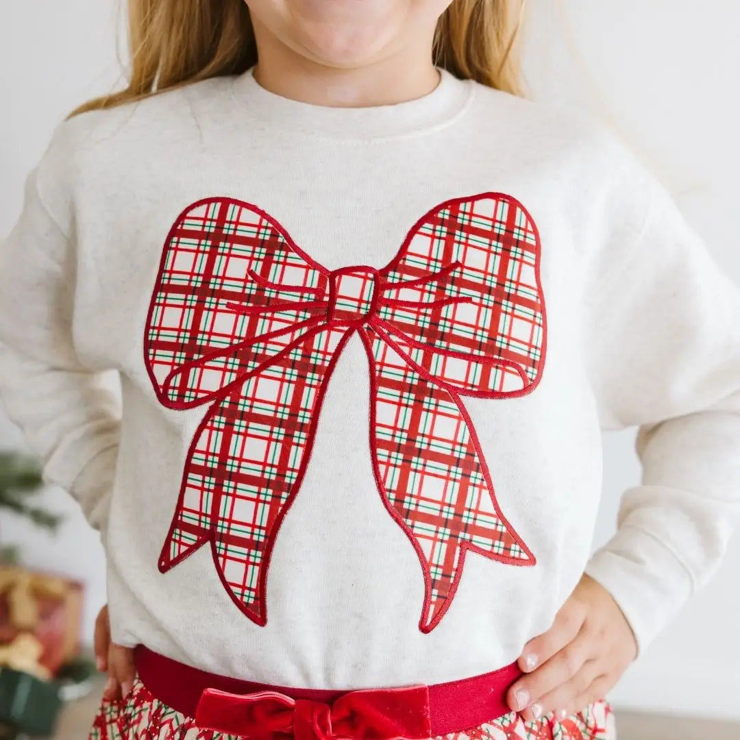 Christmas Plaid Bow Sweatshirt