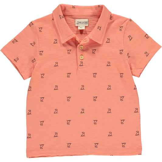 Coral Henry Print Polo