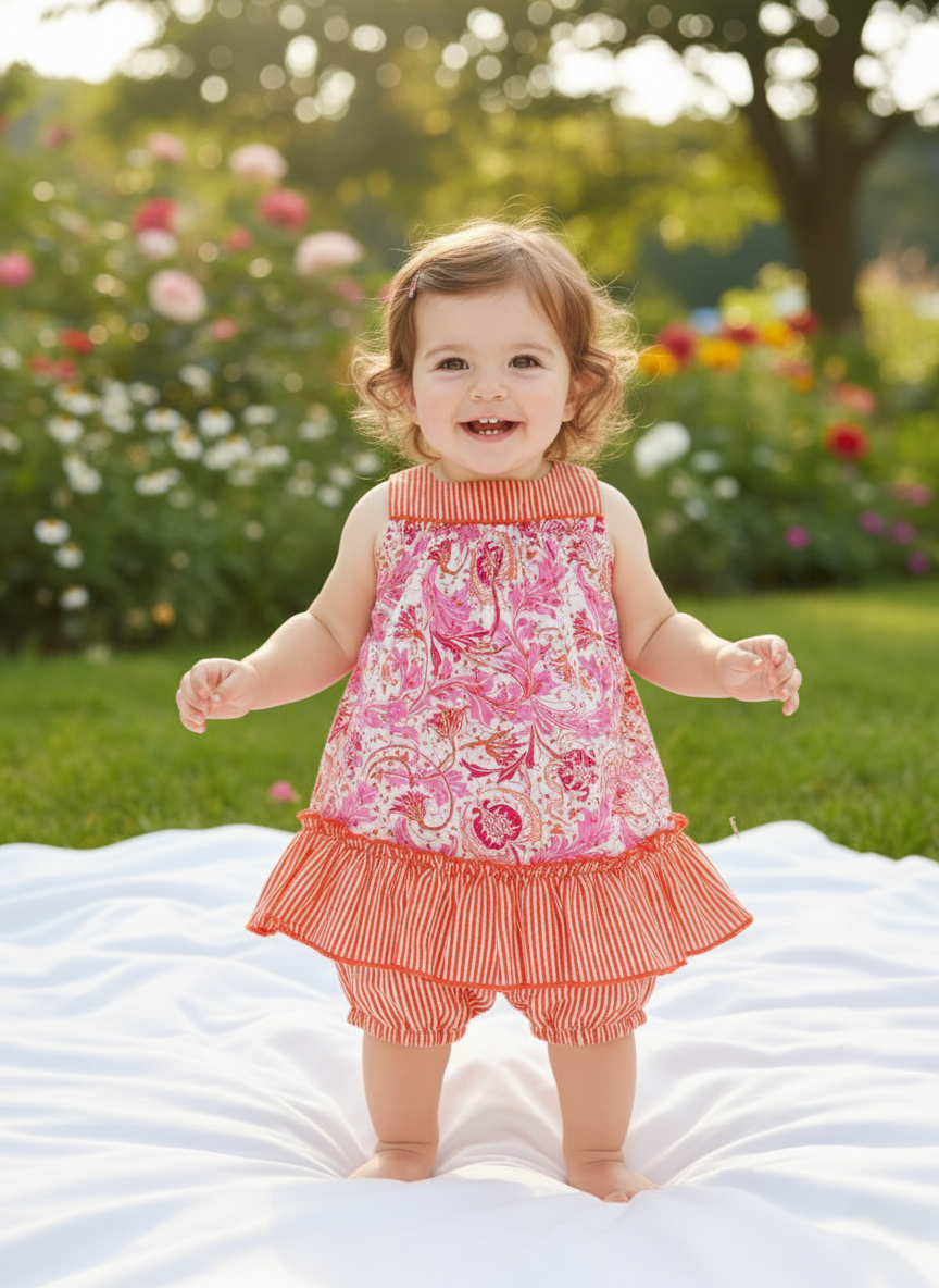 Orange Stripe Paisley Dress