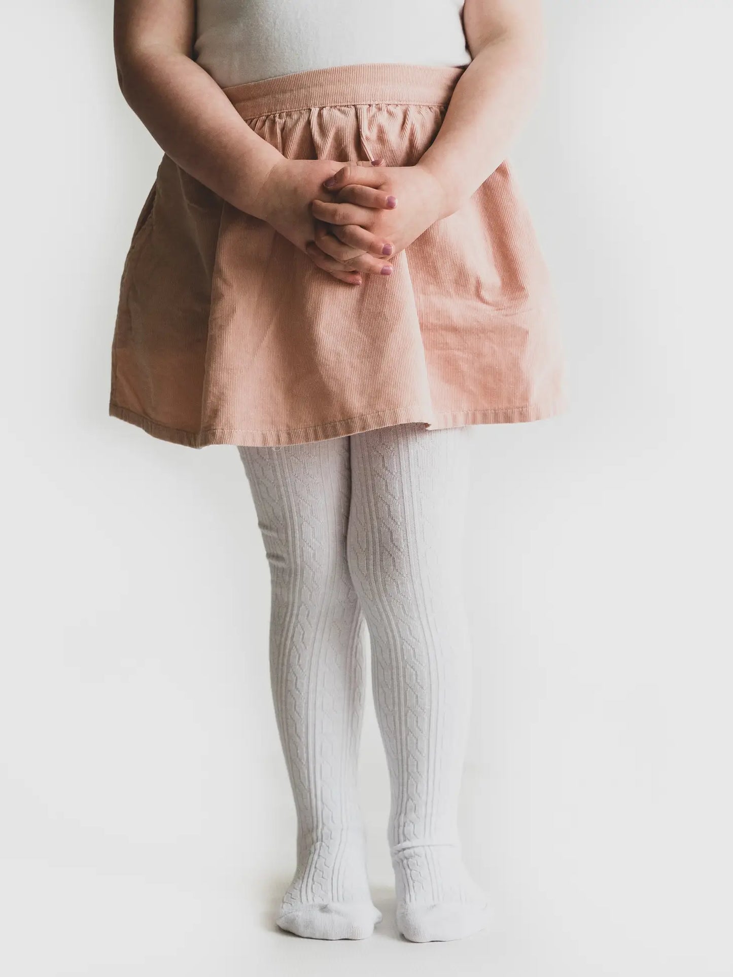Cable Knit Tights-White