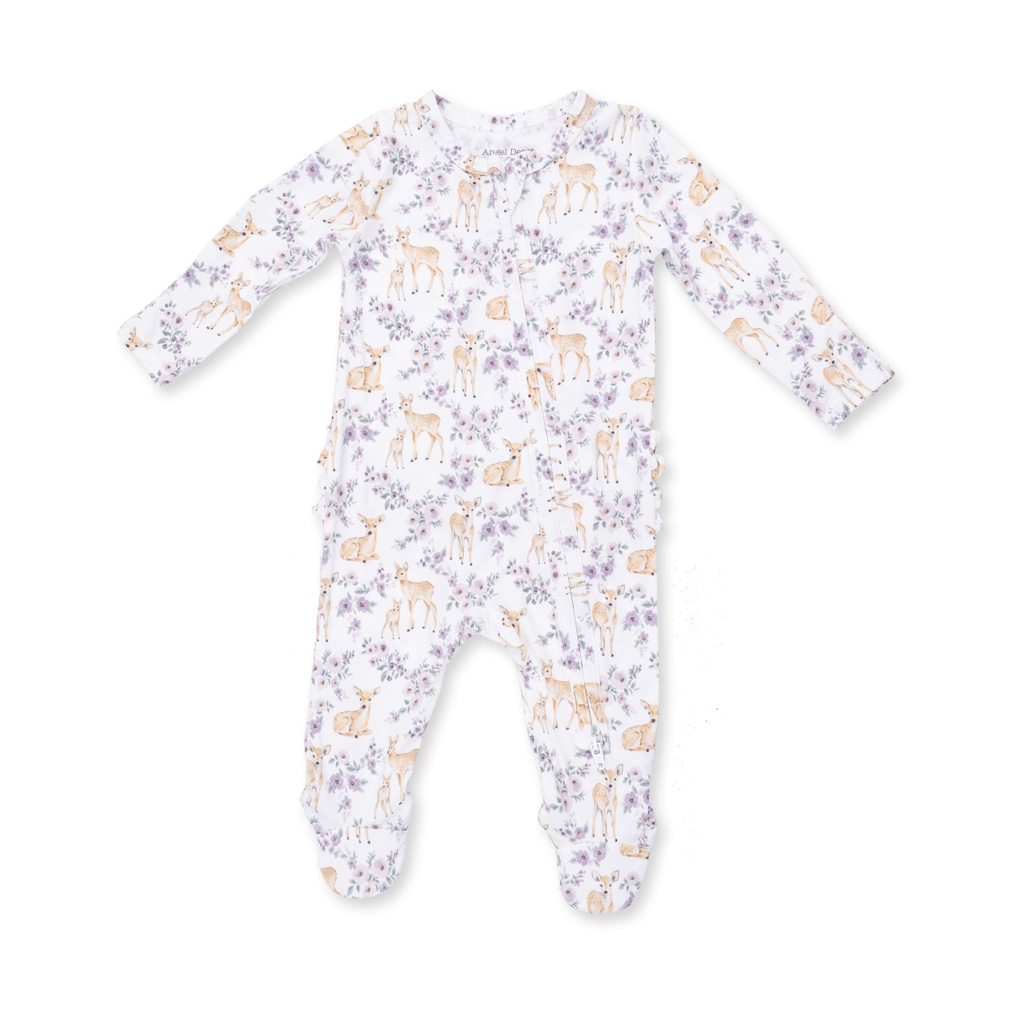 Floral Deer Ruffle Back Footie