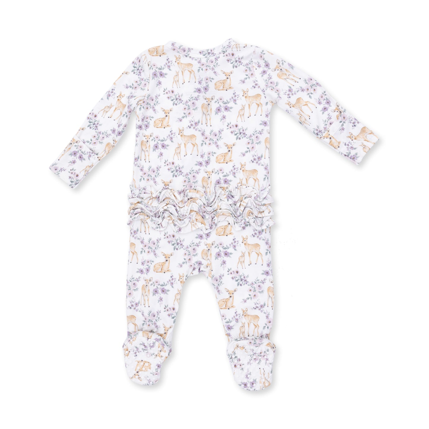 Floral Deer Ruffle Back Footie