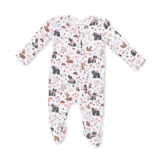 Woodland-Pink Ruffle Back Footie