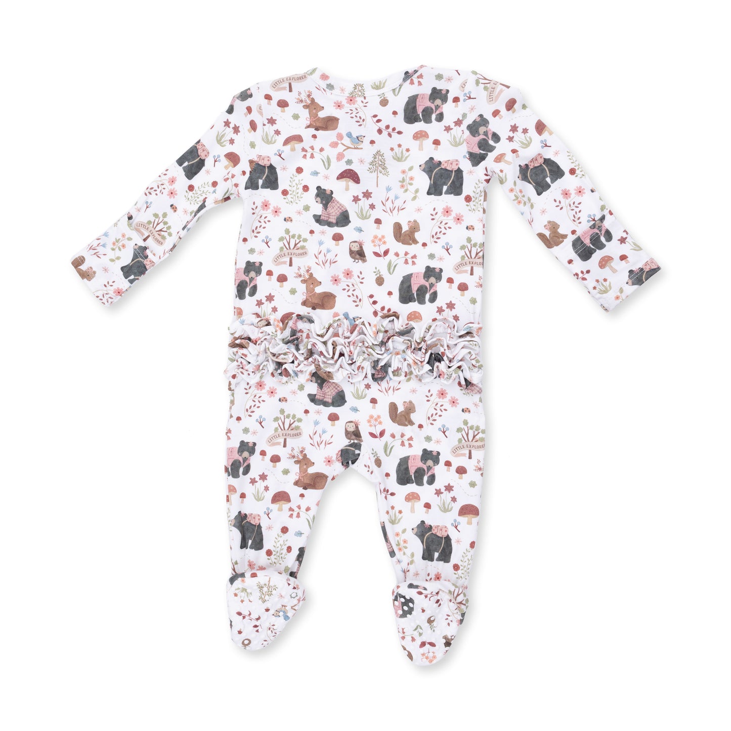 Woodland-Pink Ruffle Back Footie