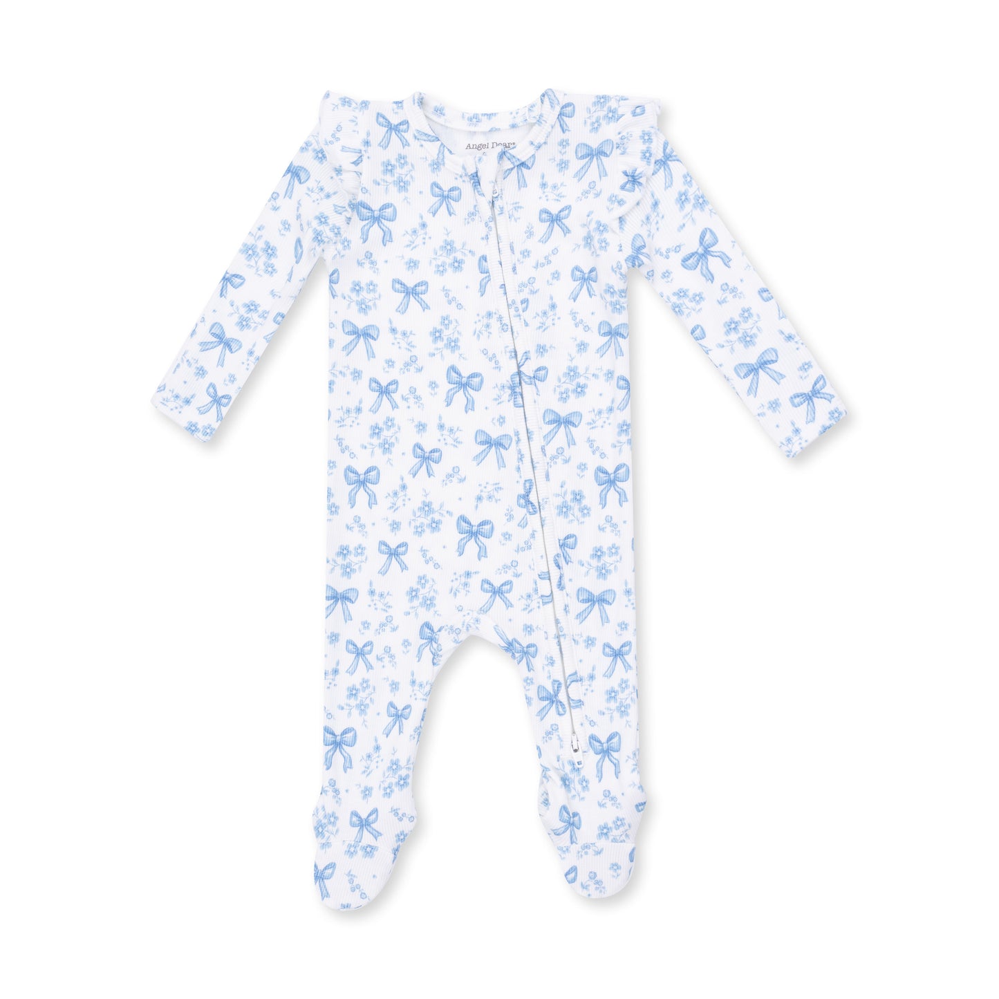 Blue Bows Ruffle Back Footie