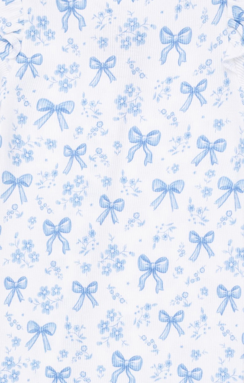Blue Bows Ruffle Back Footie