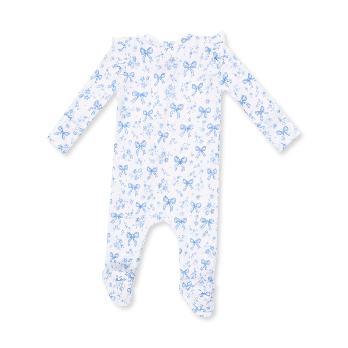 Blue Bows Ruffle Back Footie
