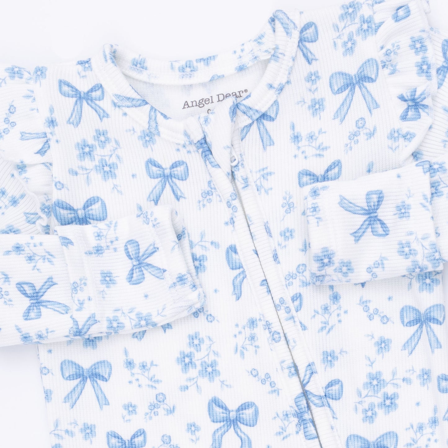 Blue Bows Ruffle Back Footie