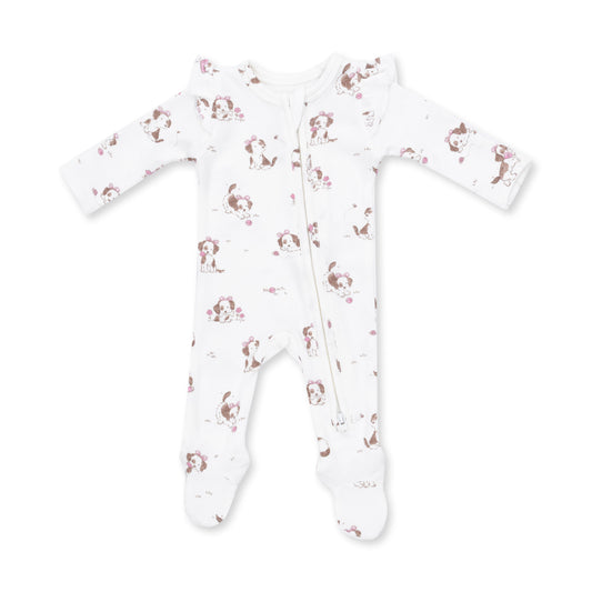 Explorer Puppy-Pink Ruffle Back Footie