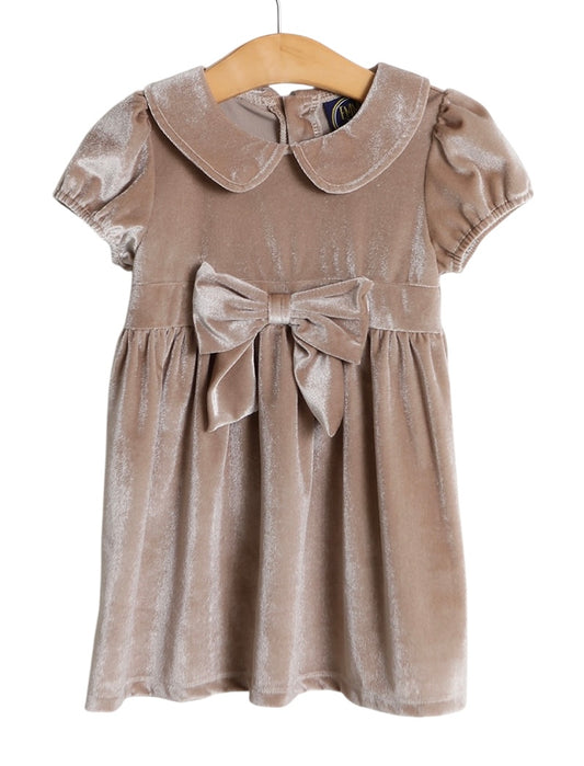 Caitlin Bow Dress-Tan