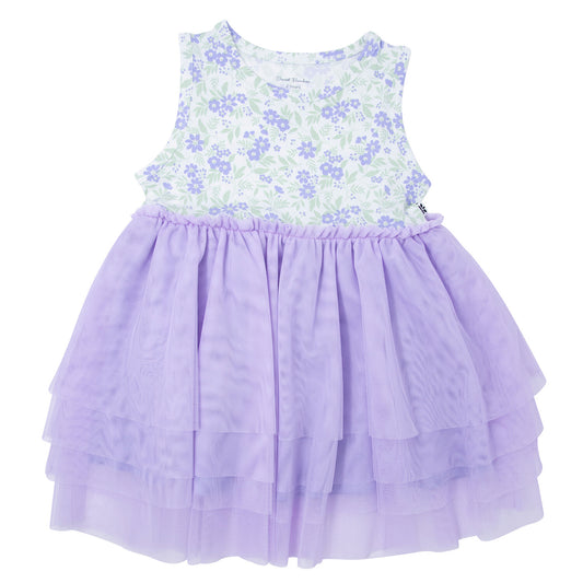 Tutu Dress-Vintage Flower Purple