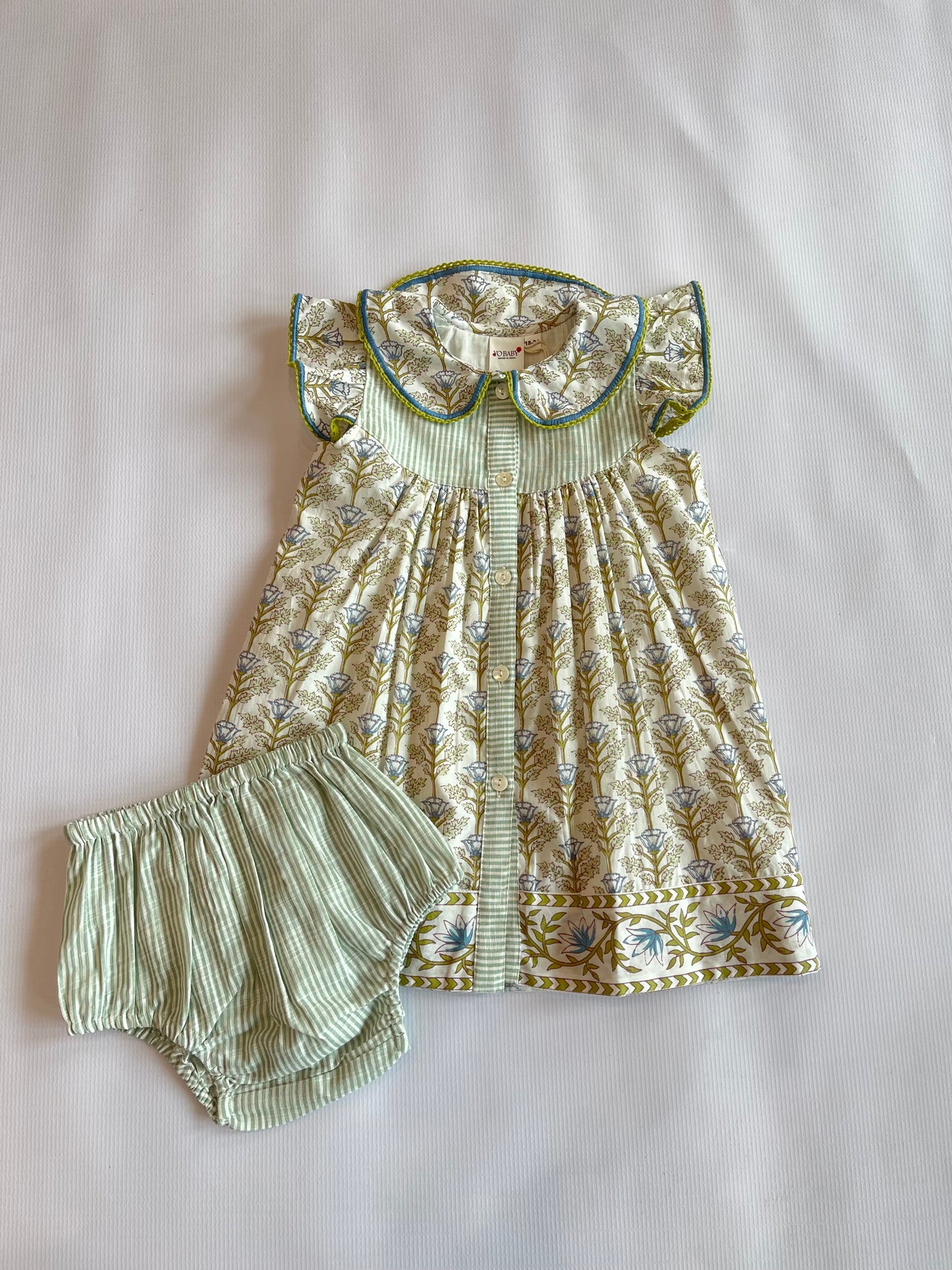 Blue & Green Floral Dress w/bloomer