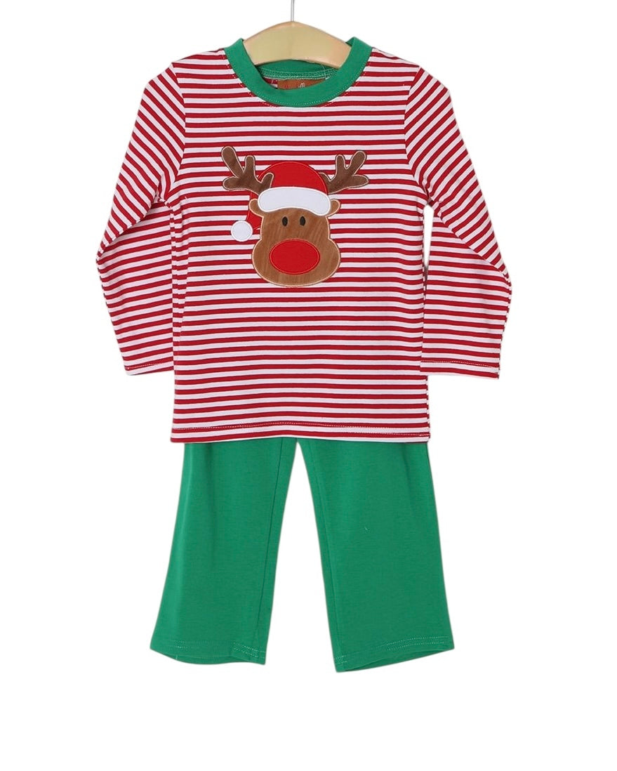 Reindeer Appliqué Boys Pant Set