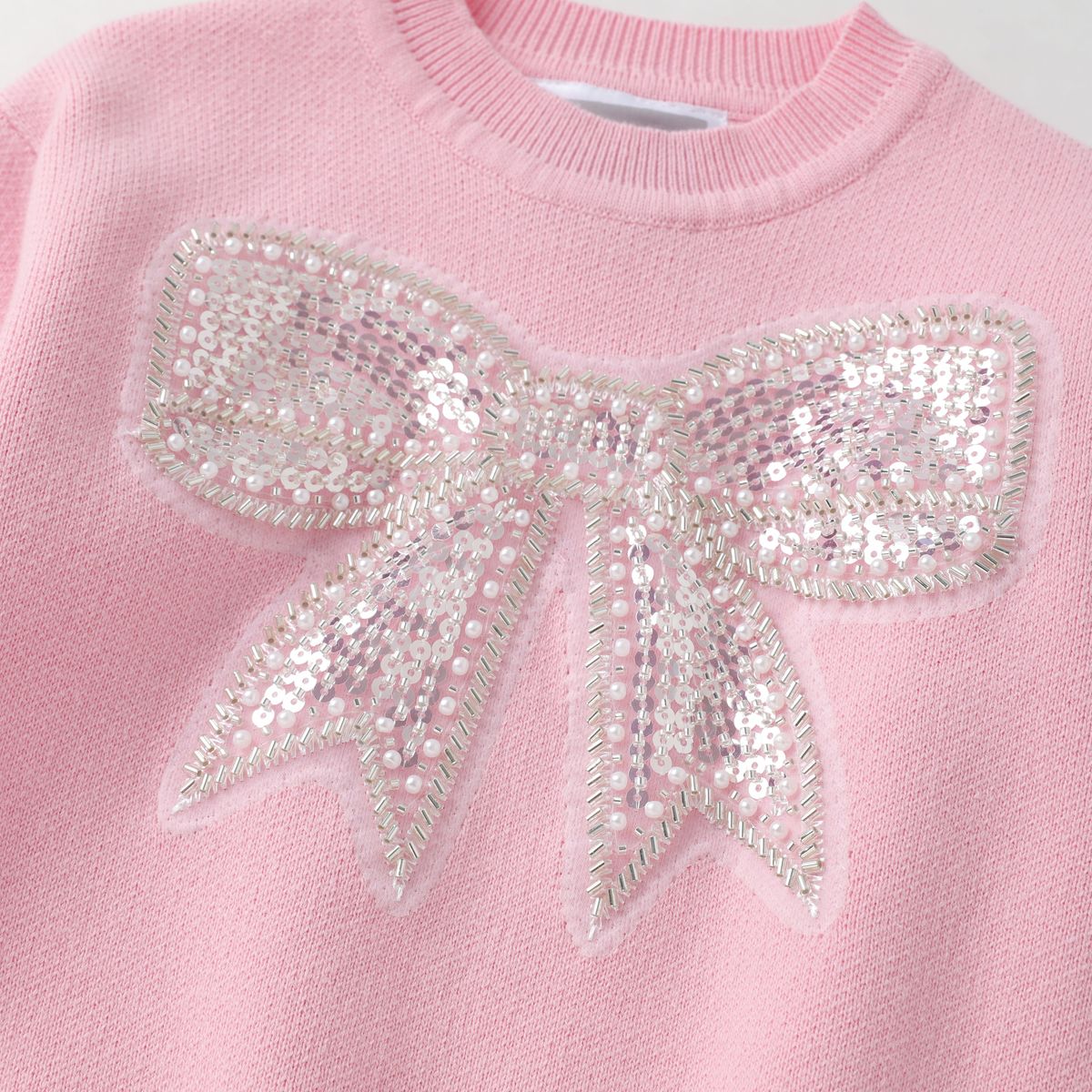 Pink Sweater w/ Glitter Bow