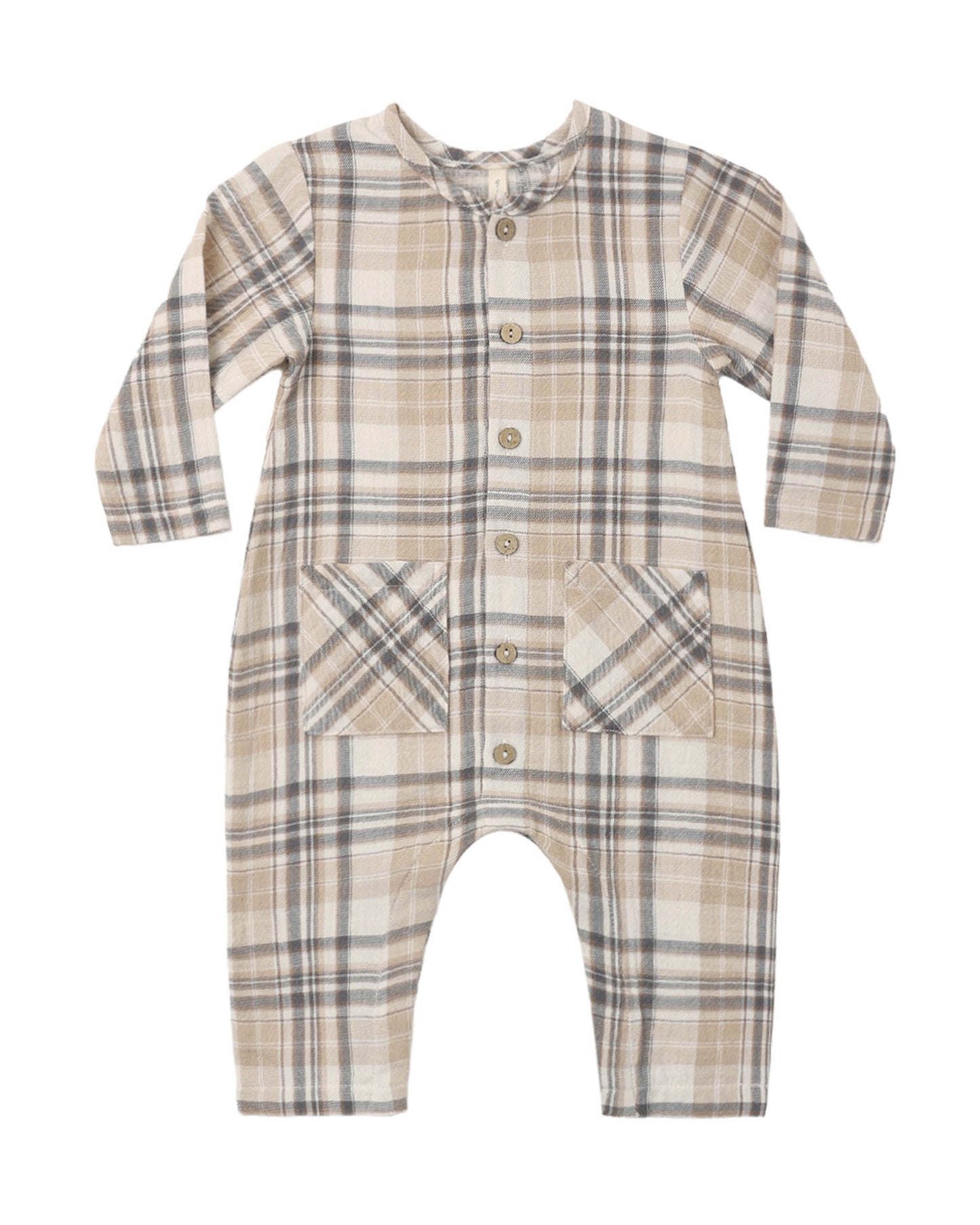 Pocketed Woven Jumpsuit-Fall Plaid