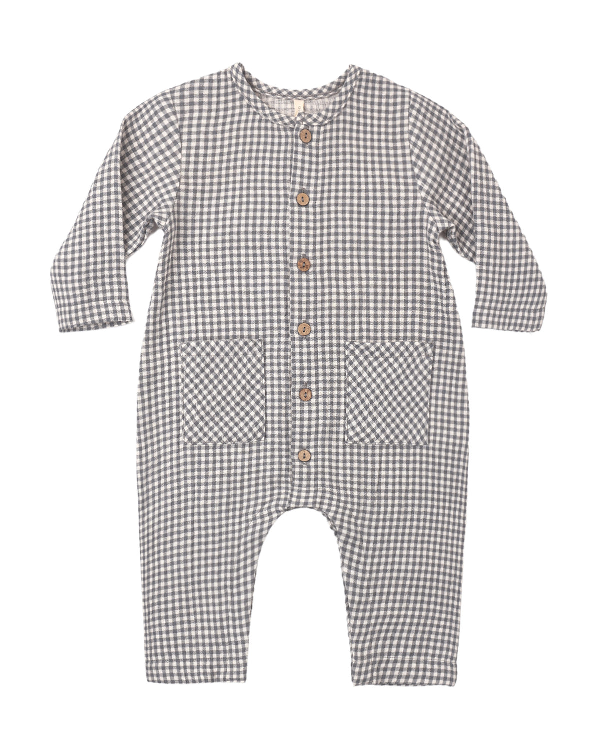 Pocketed Woven Jumpsuit-Midnight Gingham