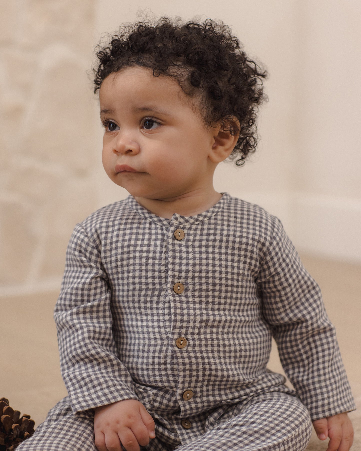 Pocketed Woven Jumpsuit-Midnight Gingham