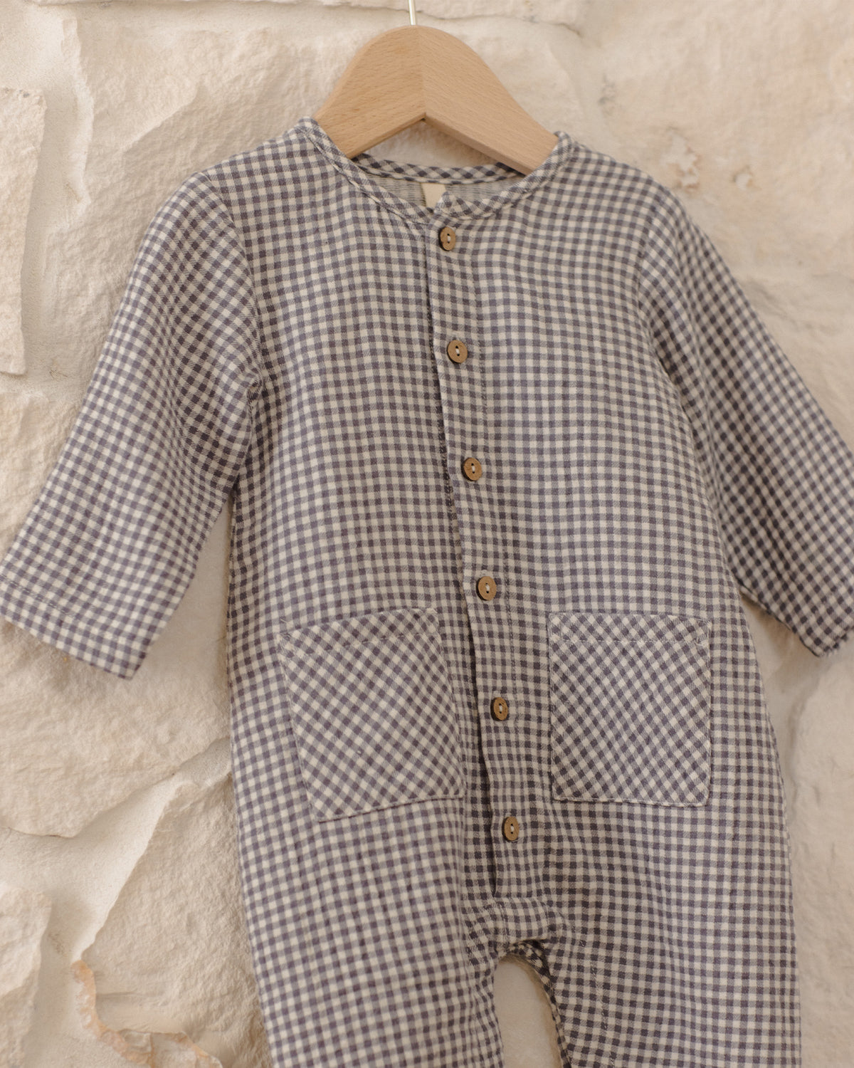 Pocketed Woven Jumpsuit-Midnight Gingham