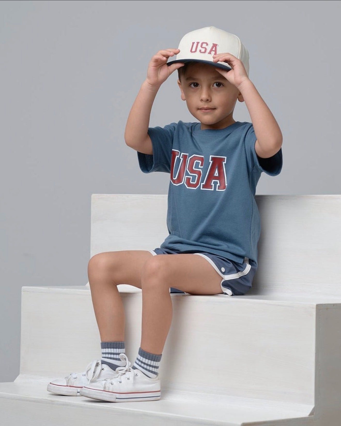 USA Elevated Tee-Indigo