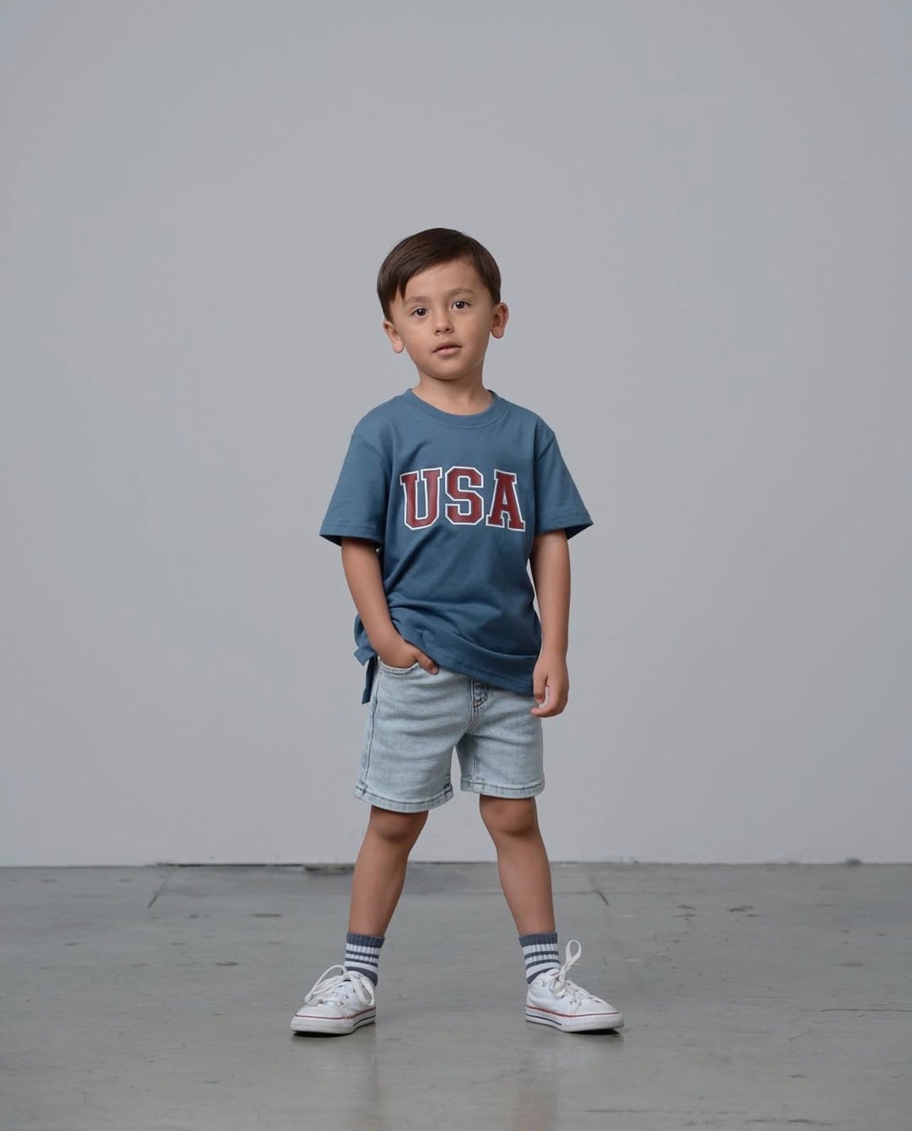 USA Elevated Tee-Indigo