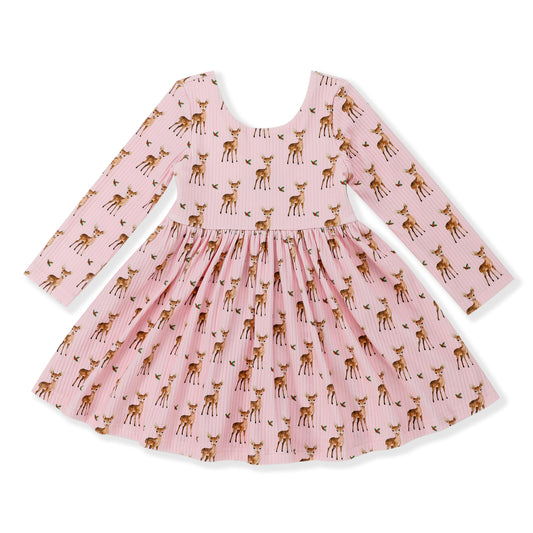 Pink Ribbed Deer Dress