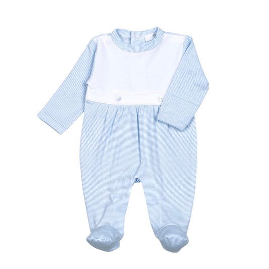 Blue Stripes Pima Bib Footie